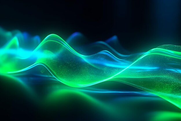 Belo fundo abstrato de onda de néon verde e azul