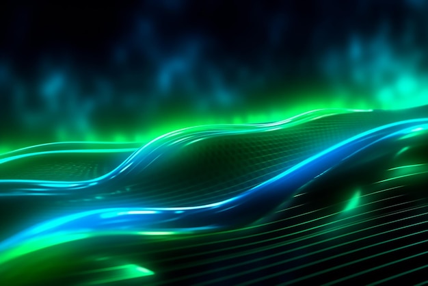 Belo fundo abstrato de onda de néon verde e azul