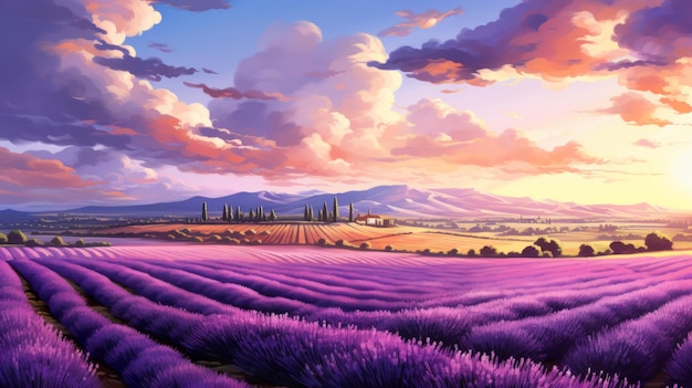 Belo fundo com campo de lavanda