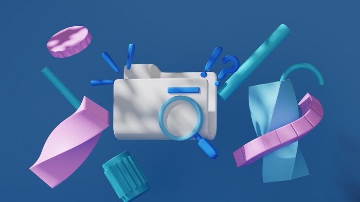 Foto belo fundo com forma abstrata e pasta vazia ilustração de ícone 3d