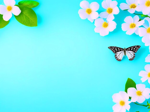 Belo fundo da natureza da primavera com uma linda pétala de flor A em fundo azul turquesa em cima