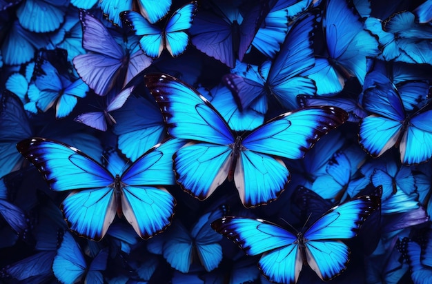 Belo fundo de borboletas azuis tropicais