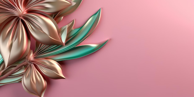 Belo fundo de design floral metálico brilhante abstrato rosa e verde lindo Generative AI AIG32