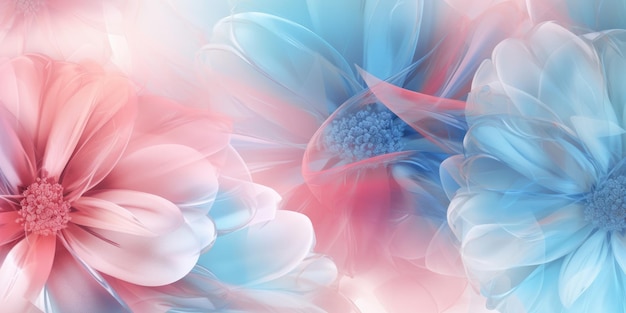 Belo fundo de design floral transparente abstrato rosa azul pastel lindo Generative AI AIG32