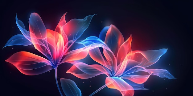 Belo fundo de design floral transparente de luz neon abstrato lindo Generative AI AIG32