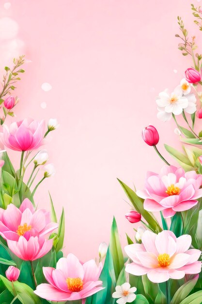 Foto belo fundo de flores em cores pastel dia da mãe ou fundo de páscoa da primavera