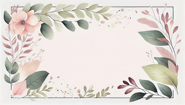 Belo fundo de quadro de ilustração floral aquarela com espaço vazio Generative AI