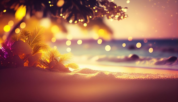 Belo fundo de verão de praia com bokeh 3d Generative AI