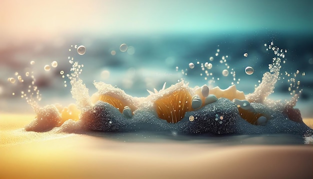 Belo fundo de verão de praia com bokeh 3d Generative AI