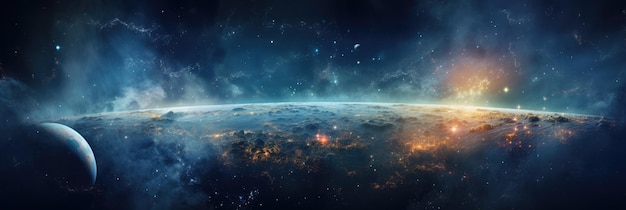 Foto belo fundo espacial com poeira de estrelas e estrelas espaço exterior