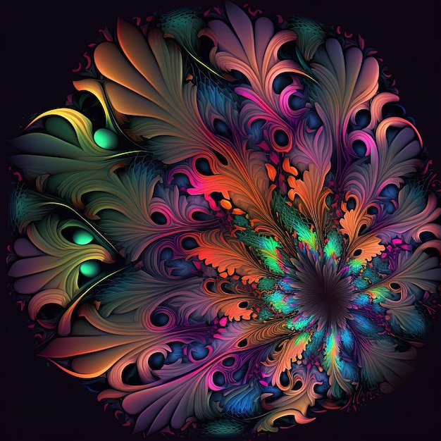 Belo fundo fractal abstrato colorido generative ai