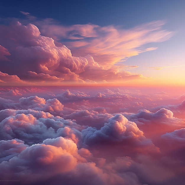 Belo fundo natural de nuvens no céu com estilo estético de conceito ao ar livre no crepúsculo