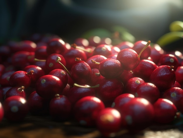 Belo fundo orgânico de cranberry recém-colhido criado com tecnologia Generative AI