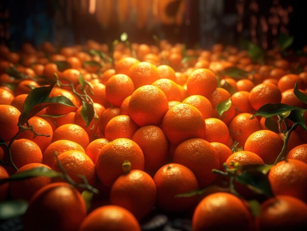 Belo fundo orgânico de tangerinas recém-colhidas criadas com a tecnologia Generative AI