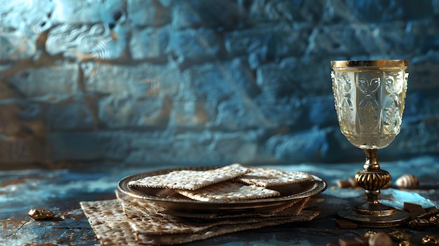 Foto belo fundo sobre o tema da páscoa com matzo e vinho ai gerado