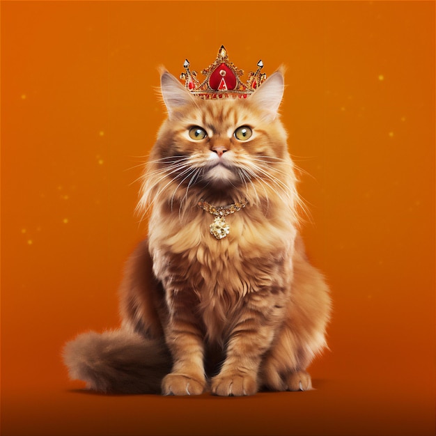 belo gato-rei laranja fofinho com coroa