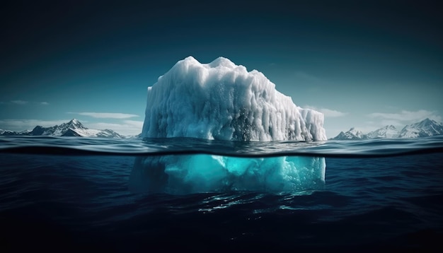 Belo iceberg no oceano com vista sob a água Conceito de aquecimento global Generative AI