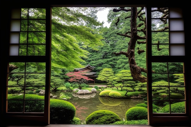 Belo jardim japonês de Kyoto Santuário de Kamigamo