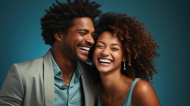 Belo jovem casal negro de origem afro-americana gerado por IA