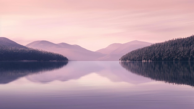 Belo lago de montanha e ambiente natural pitoresco pela manhã