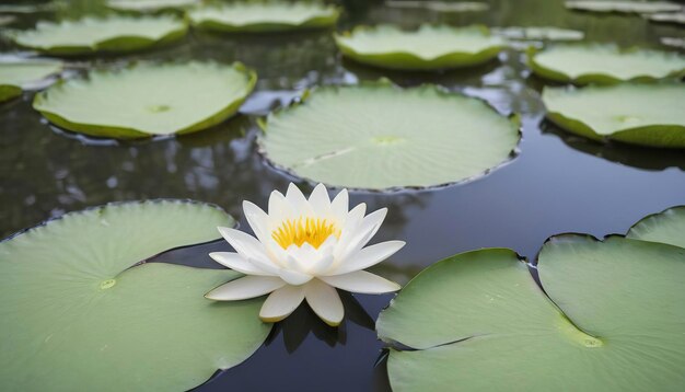 belo lírio de água branco ou flor de lótus na lagoa