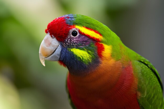 Foto belo lorikeet arco-íris também conhecido como trichoglossus haematodus observado de perto