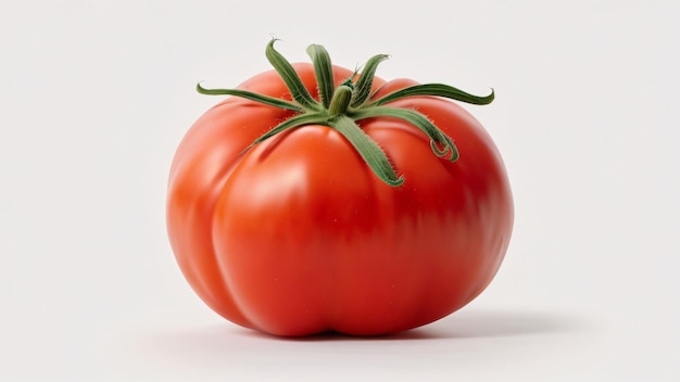 Belo modelo redondo de fundo branco isolado de tomate vermelho