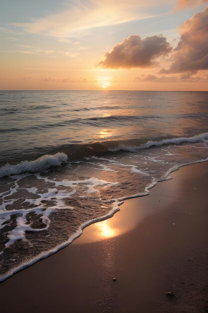 belo nascer do sol na praia sob um céu azul