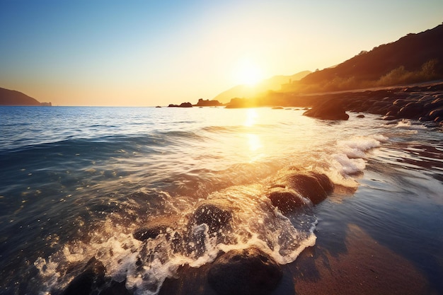 Belo nascer do sol sobre o mar Crimeia Ucrânia Europa Mundo da beleza