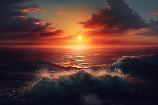 Belo nascer do sol sobre o mar Generative Ai