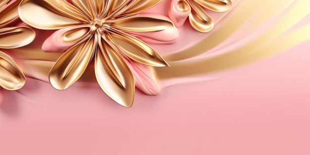 Belo ouro abstrato e rosa brilhante metálico fundo de design floral bonito AI Generative AIG32