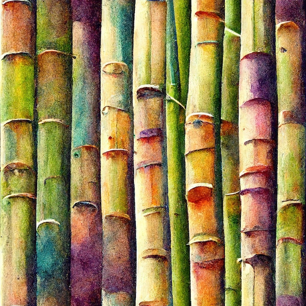 Belo padrão de bambu, aquarela, cores pastel