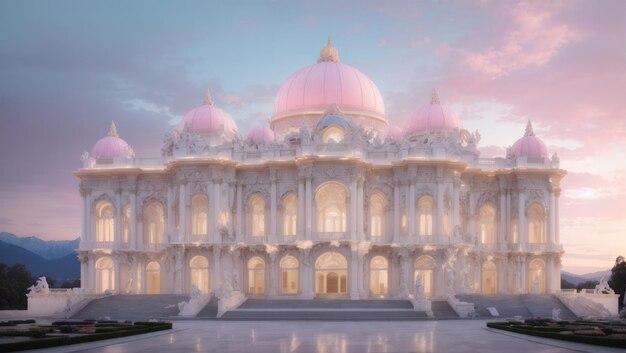 Belo palácio de versalhes em cenário de nuvem pastel