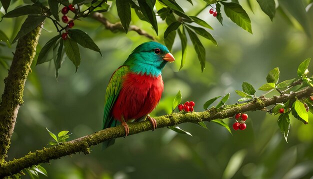 Belo pássaro na natureza habitat tropical Quetzal resplandecente