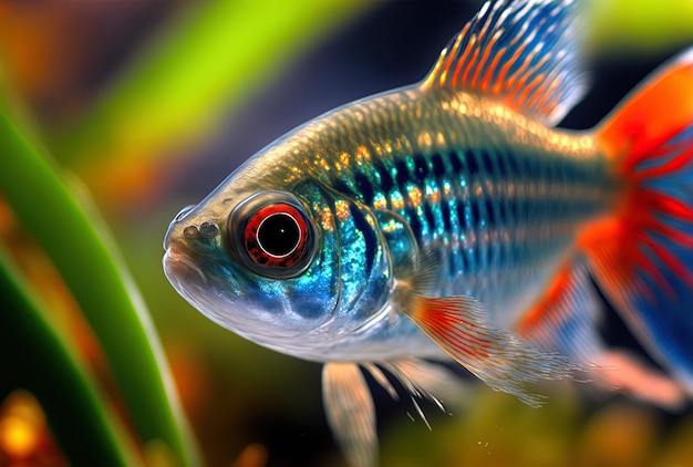 Belo peixe em macro o peixe danio rerio tetra