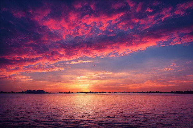 Belo pôr do sol laranja na costa da praia