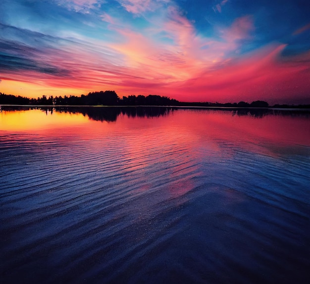 Belo pôr do sol laranja na costa do céu do pôr do sol da praia