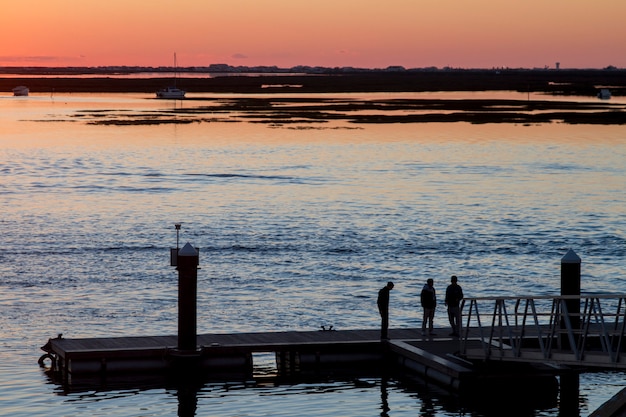 Belo pôr-do-sol nos pântanos da ria formosa.