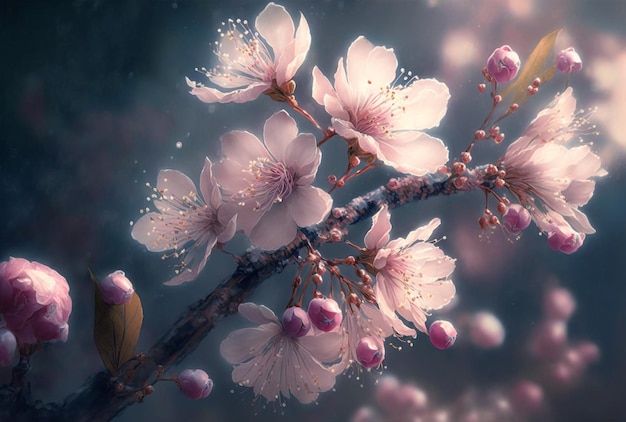 belo ramo de flores de cerejeira, humor negro