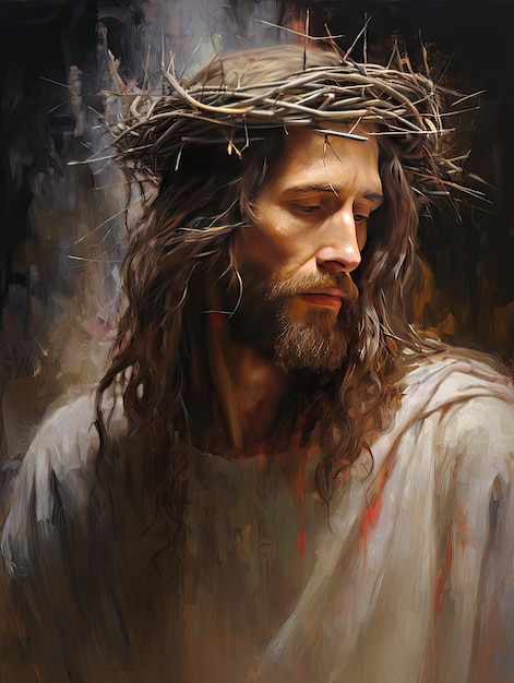 Belo retrato de Jesus Cristo de Nazaré Deus Cristianismo arte ilustração religião