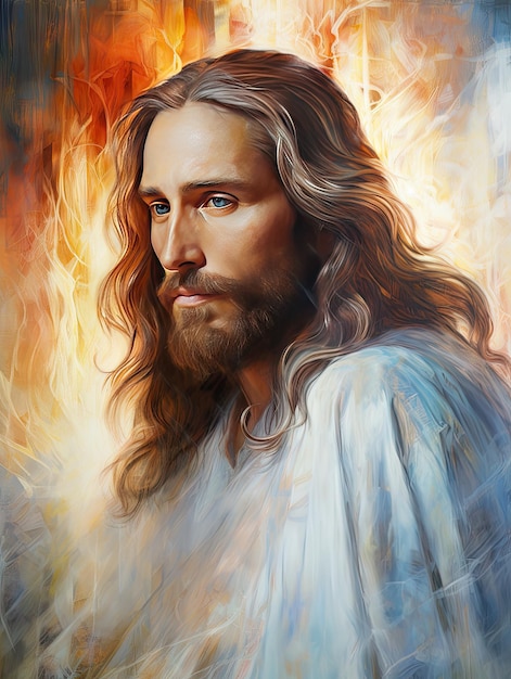 Belo retrato de Jesus Cristo de Nazaré Deus Cristianismo arte ilustração religião