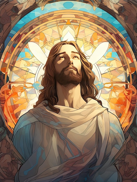 Belo retrato de Jesus Cristo de Nazaré Deus Cristianismo arte ilustração religião