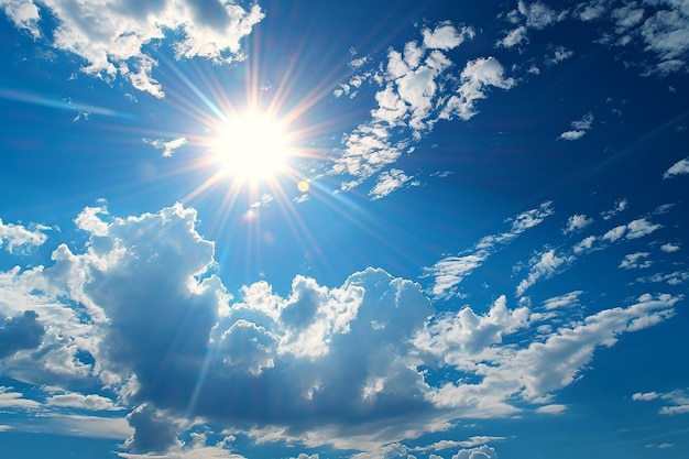 Foto belo sol de verão brilhando em um céu azul claro no estilo de weathercore explosivo