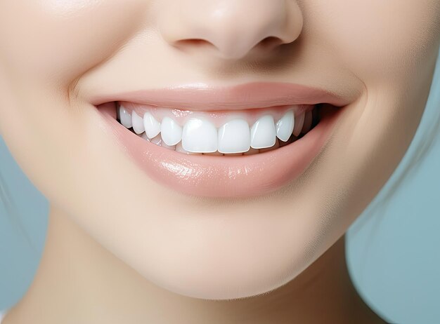 Belo sorriso feminino após o procedimento de clareamento dos dentes conceito de odontologia de atendimento odontológico