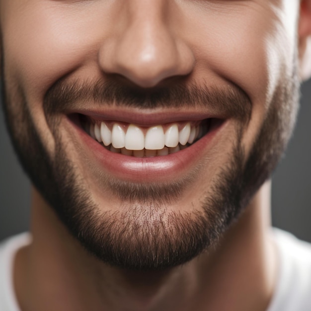 Foto belo sorriso masculino, tratamento odontológico, saúde, ilustração de alta qualidade, ia generativa