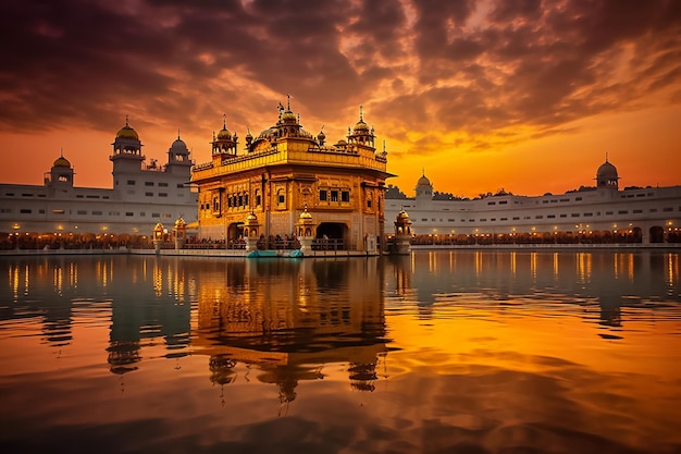 Belo templo dourado situado em Amritsar Índia