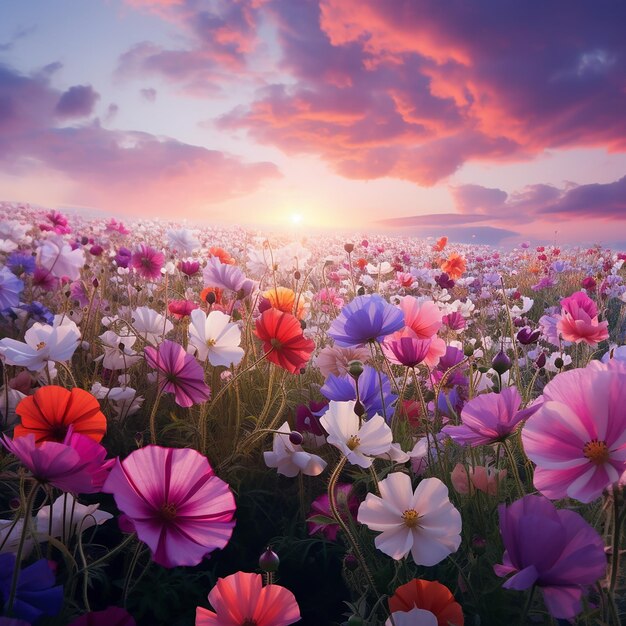 Foto belos campos de flores
