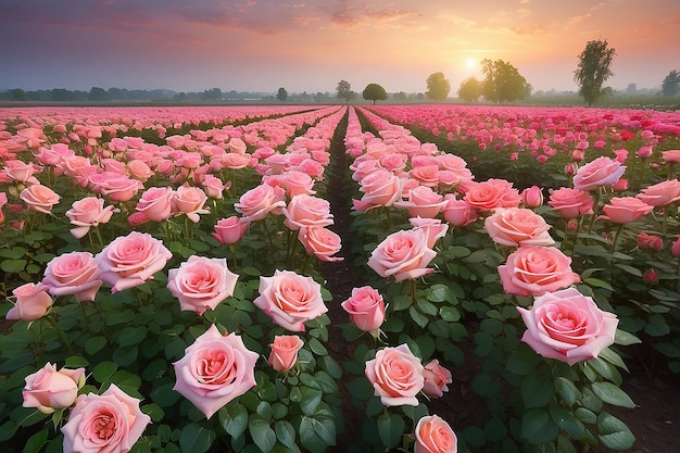 Belos campos de rosas