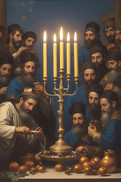 Belos conceitos de Hanukkah e foto gerada por Ai