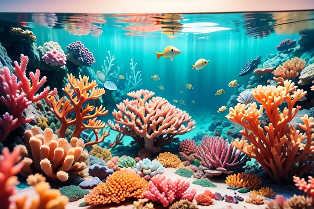 Foto belos corais coloridos são o ecossistema do mundo subaquático habitat de peixes fundo de papel de parede